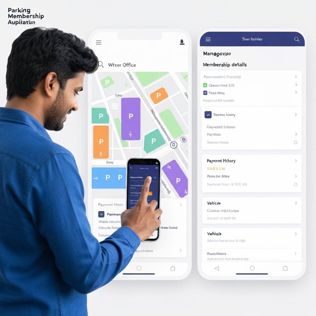 Parking membership app screens